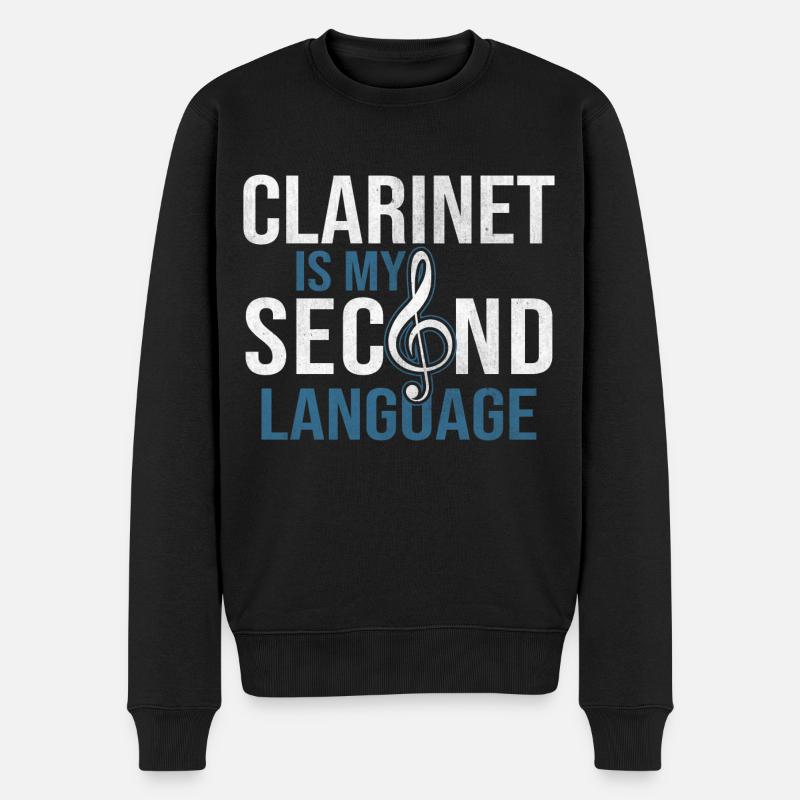 Klarinette Blasinstrument - Männer Premium Bio Pullover - Schwarz