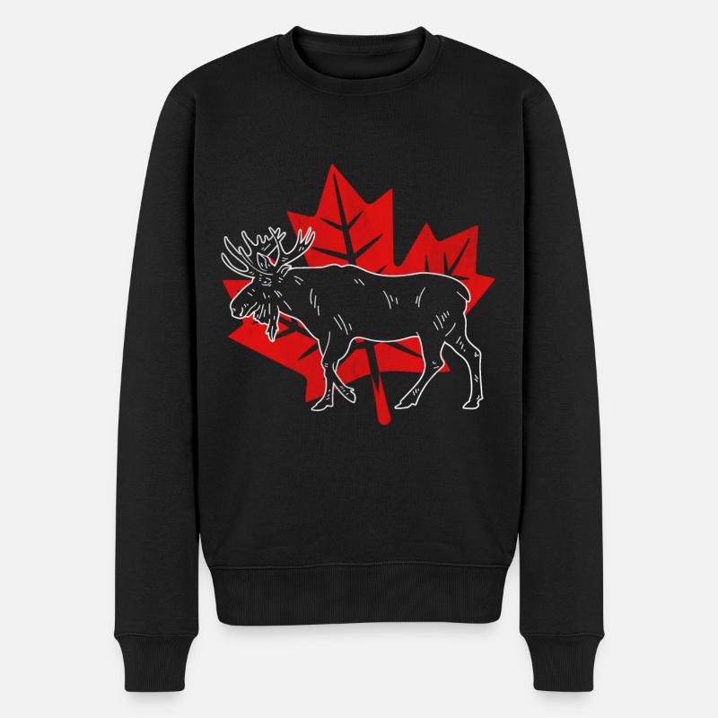 Kanadier Elch Kanada Canada Flagge Ahornblatt - Männer Premium Bio Pullover - Schwarz
