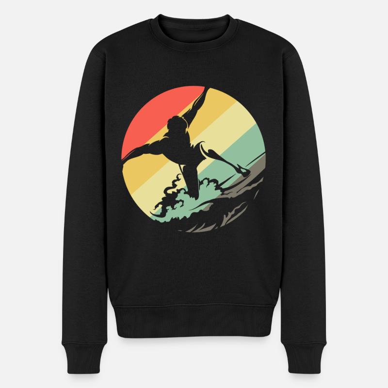 Surf Surf Surf Surf Retro Waves - Pull Premium bio Homme - noir