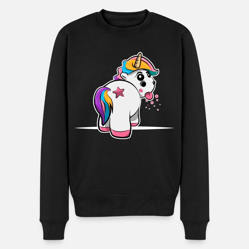 Magical Unicorn Grumpy - Männer Premium Bio Pullover - Schwarz