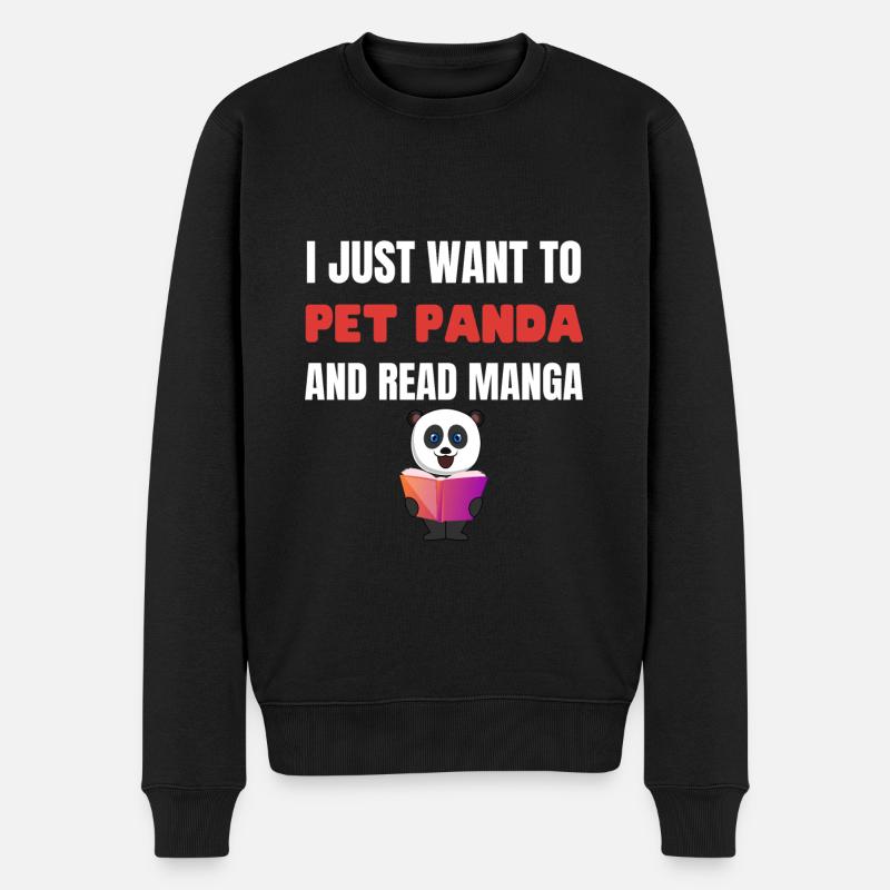 Pet Panda and Read Manga Otaku Animal Lover - Pull Premium bio Homme - noir