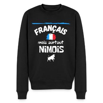 Français mais surtout Nîmois / Nîmes - Pull Premium bio Homme - noir - Devant - Nico (187cm)