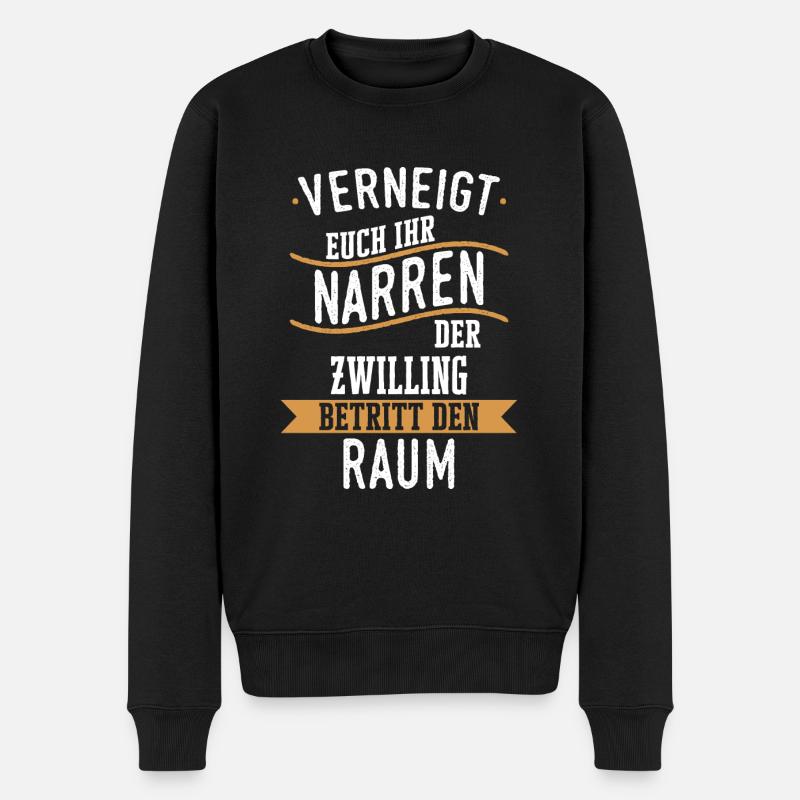 Zwilling Zwillinge Bruder Schwester Spruch - Männer Premium Bio Pullover - Schwarz
