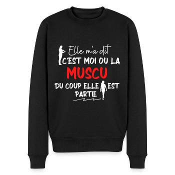 C'est moi ou la muscu / cadeau / humour - Pull Premium bio Homme - noir - Devant - Nico (187cm)