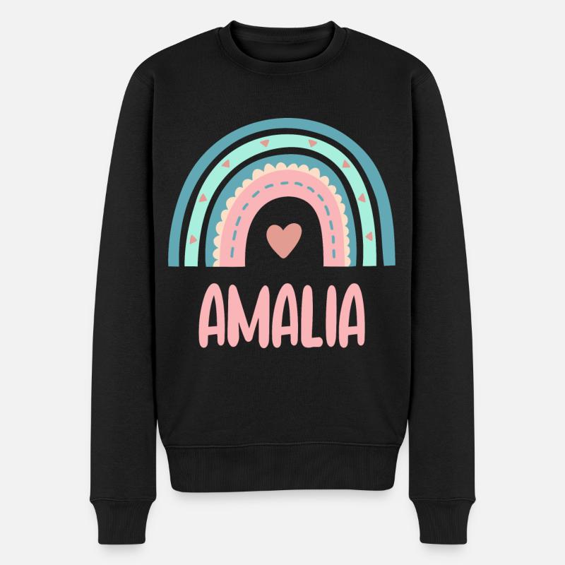 Amalia Name Regenbogen Baby - Männer Premium Bio Pullover - Schwarz