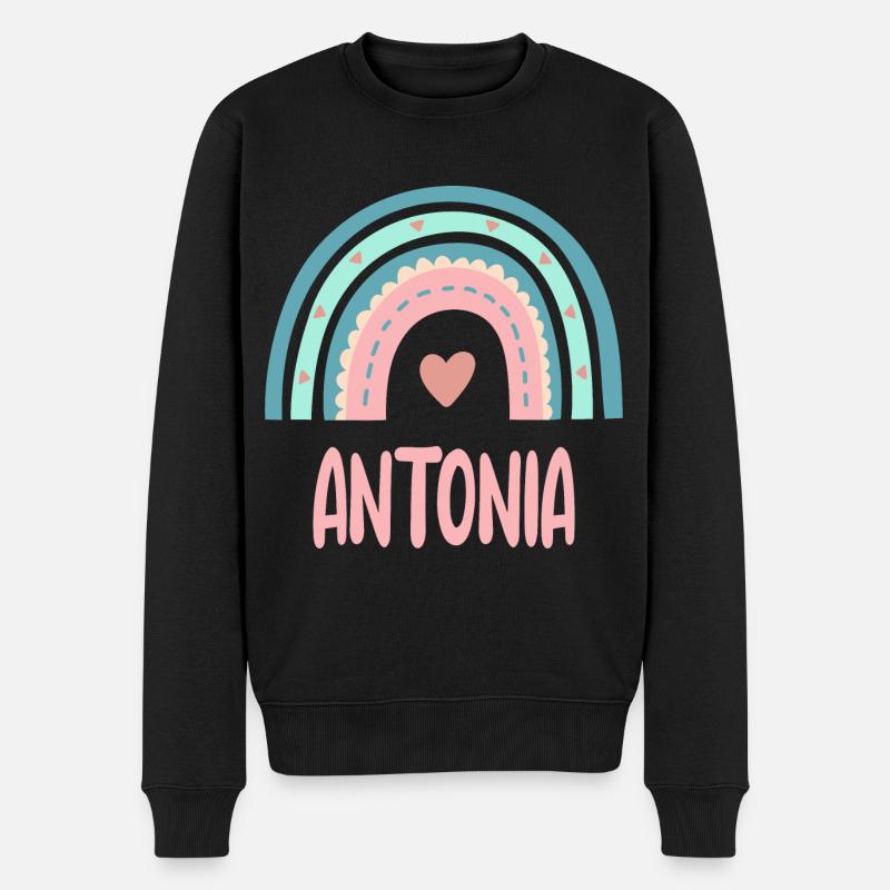 Antonia Name Regenbogen Baby - Männer Premium Bio Pullover - Schwarz