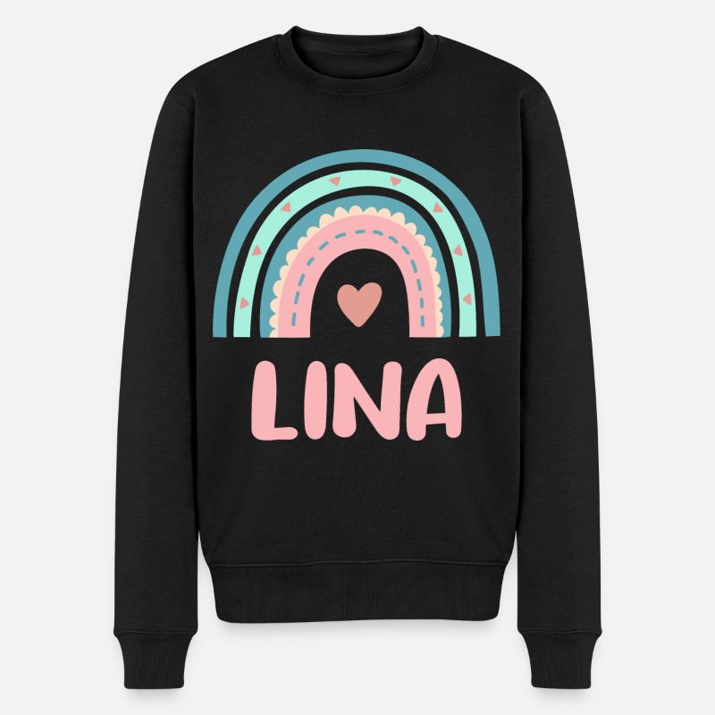 Lina Name Regenbogen Baby - Männer Premium Bio Pullover - Schwarz
