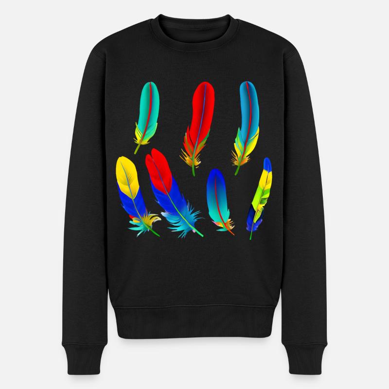 Papagei Federn - Männer Premium Bio Pullover - Schwarz