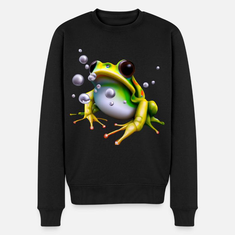 Frosch Wassertropfen - Männer Premium Bio Pullover - Schwarz