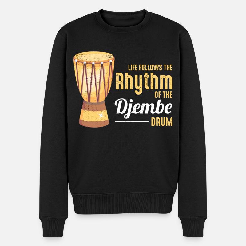 Djembe-Spieler Schlagzeuger Musik Schlagzeuger Musiker - Männer Premium Bio Pullover - Schwarz