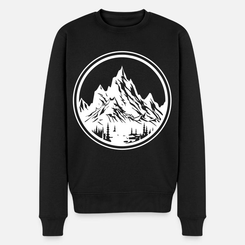 Berge Natur Silhouette Kreis - Männer Premium Bio Pullover - Schwarz