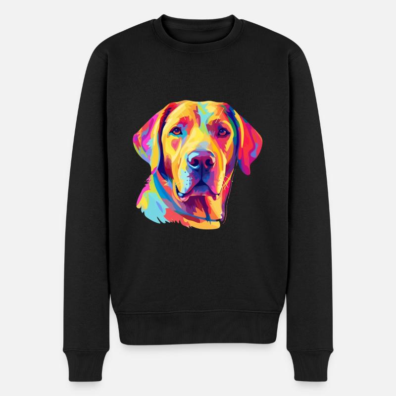 Bunter Labrador - Männer Premium Bio Pullover - Schwarz
