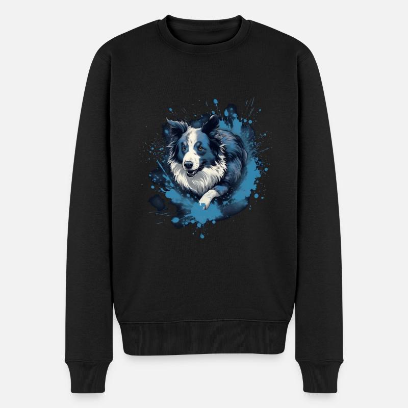 Border-collie Dock-Plongée dans l’eau - Pull Premium bio Homme - noir