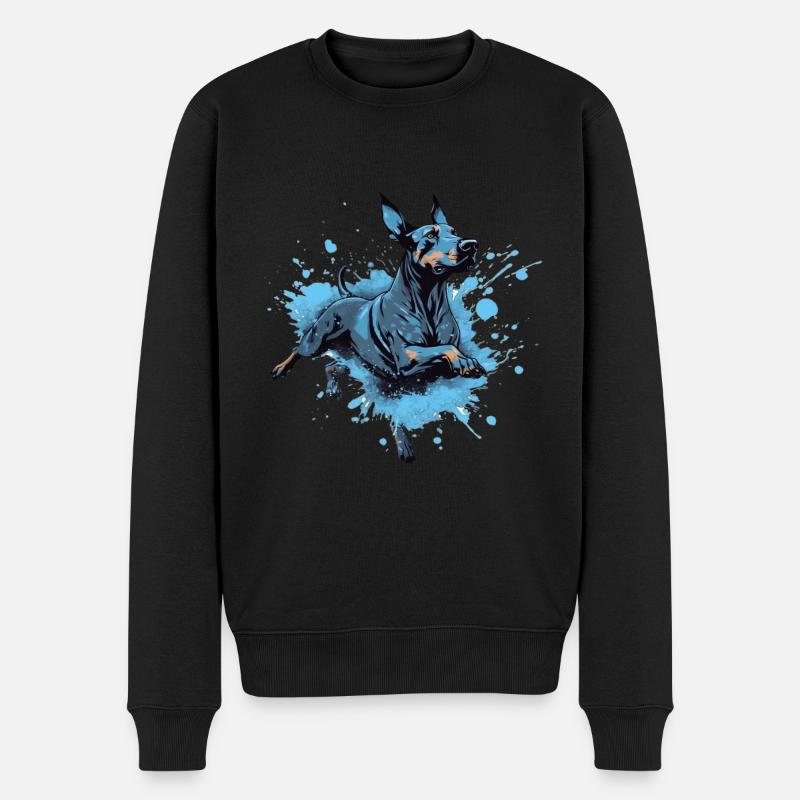 Dobermann Dock-Tauchen ins Wasser - Männer Premium Bio Pullover - Schwarz