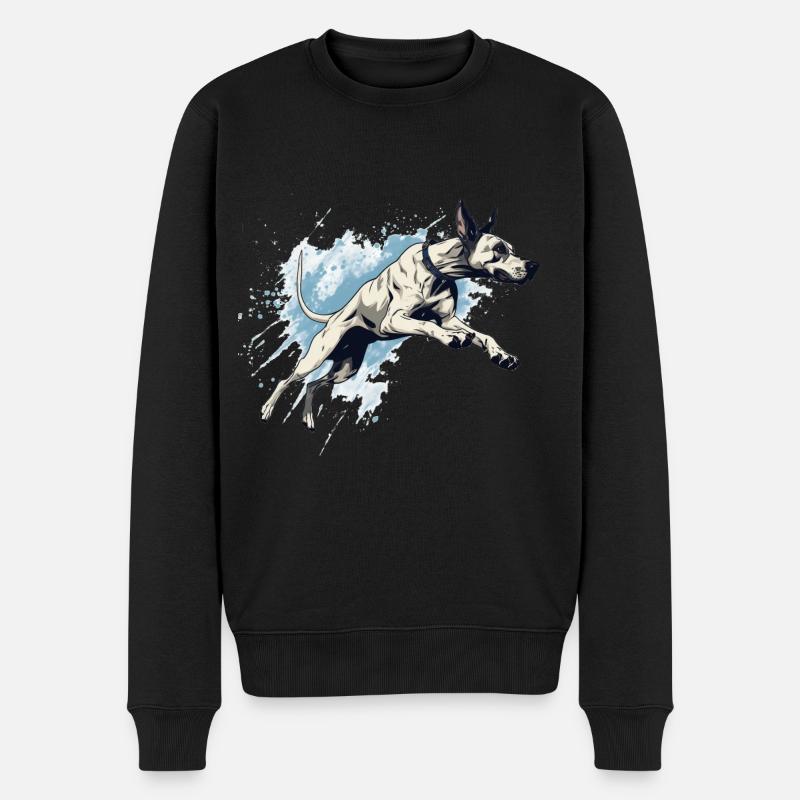 Deutsche Dogge Dock-Tauchen ins Wasser - Männer Premium Bio Pullover - Schwarz