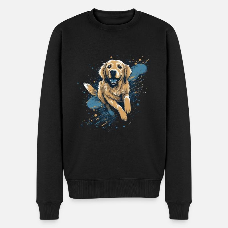 Golden-retriever Dock-Plongée dans l’eau - Pull Premium bio Homme - noir