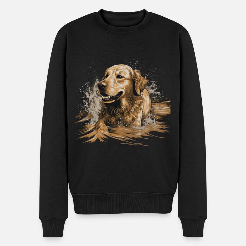 Golden-retriever Dock-Plongée dans l’eau - Pull Premium bio Homme - noir