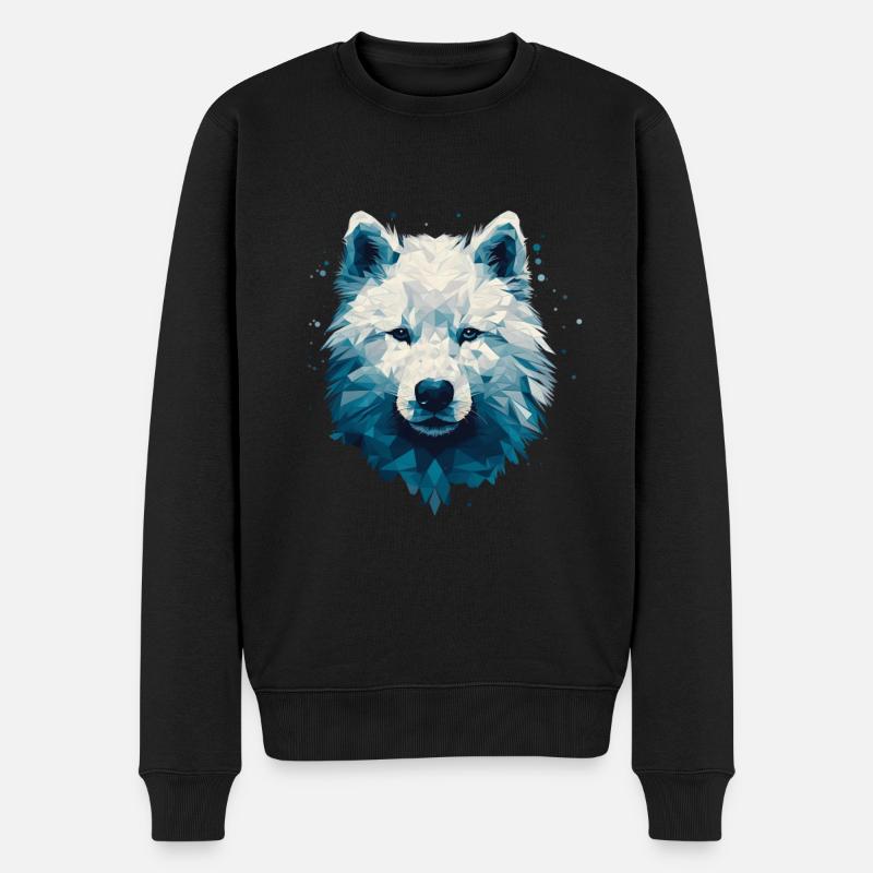 Buntes Samojeden-Kunstdesign - Männer Premium Bio Pullover - Schwarz