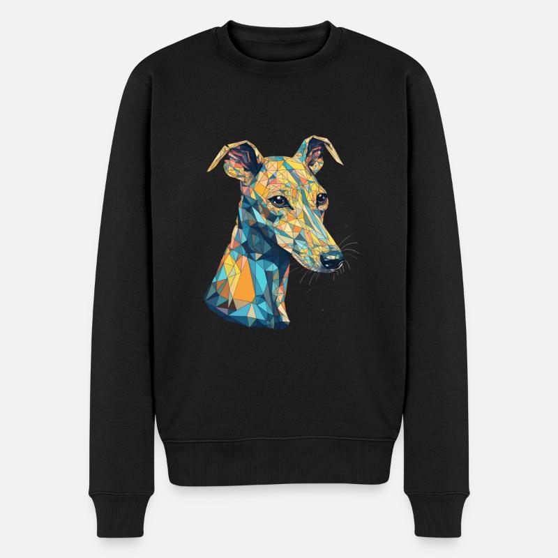 Buntes Whippet-Kunstdesign - Männer Premium Bio Pullover - Schwarz
