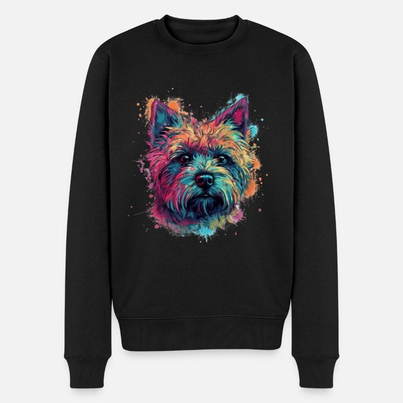 Bunte Cairn-Terrier - Männer Premium Bio Pullover - Schwarz