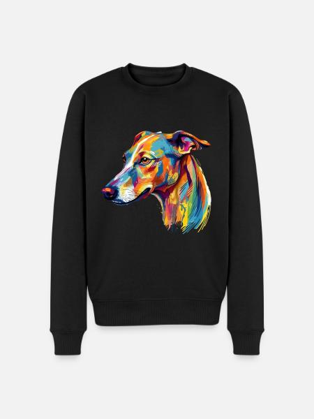 Buntes Whippet - Männer Premium Bio Pullover - Schwarz