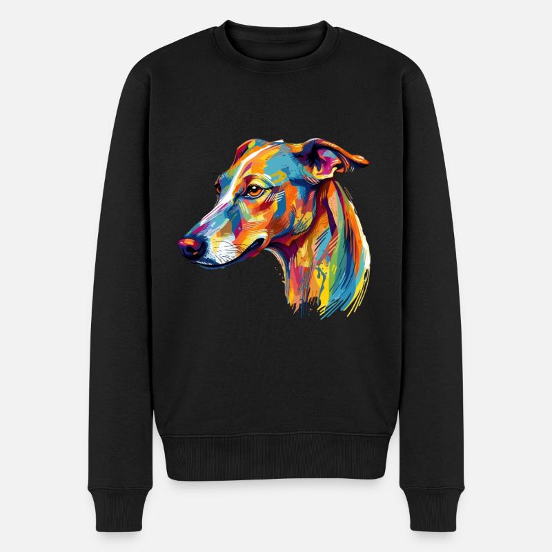 Buntes Whippet - Männer Premium Bio Pullover - Schwarz