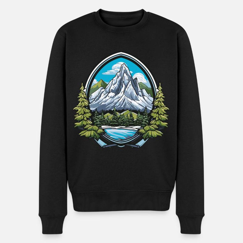 Berge Symbol Wappen - Männer Premium Bio Pullover - Schwarz