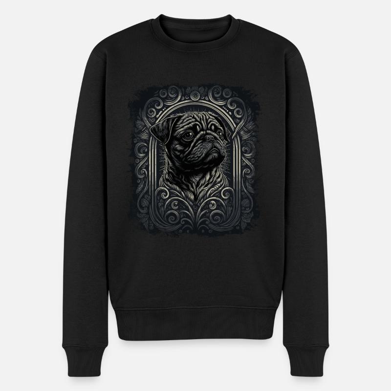 Kleiner Mops - Männer Premium Bio Pullover - Schwarz