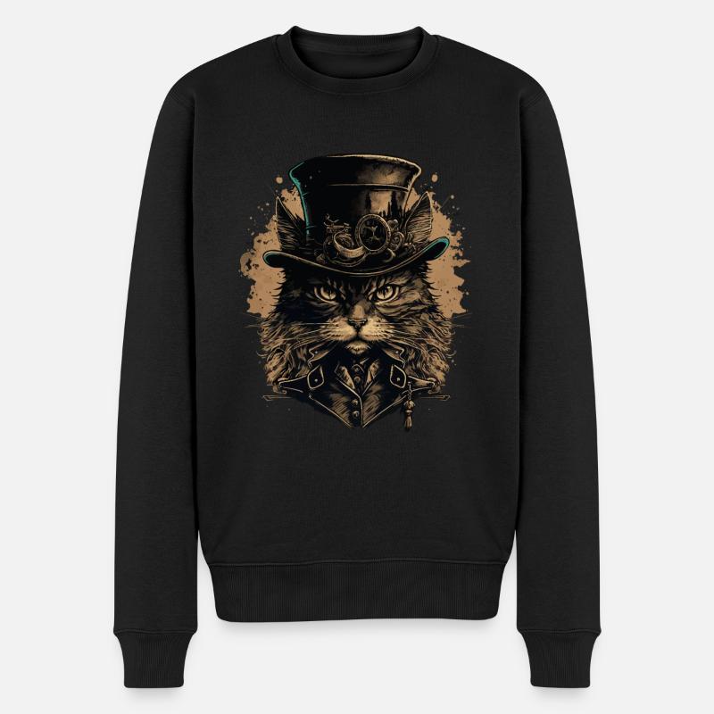 Chat Steampunk - Pull Premium bio Homme - noir