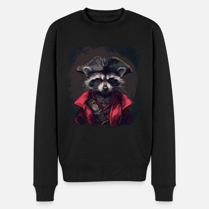 Waschbär Pirat - Männer Premium Bio Pullover - Schwarz