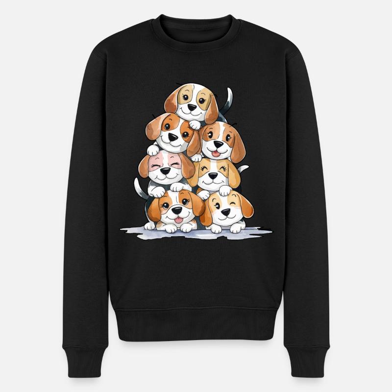 Süße Beagle Pyramide - Männer Premium Bio Pullover - Schwarz