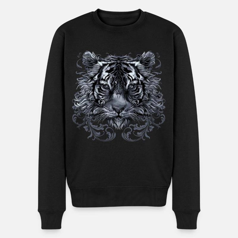 Tiger - Männer Premium Bio Pullover - Schwarz
