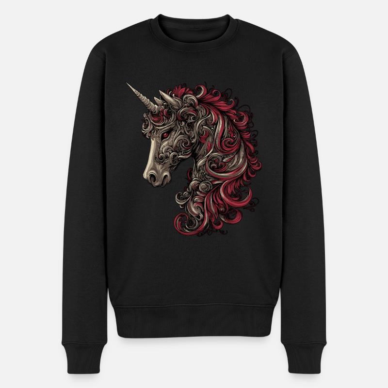 Einhorn Fantasy - Männer Premium Bio Pullover - Schwarz