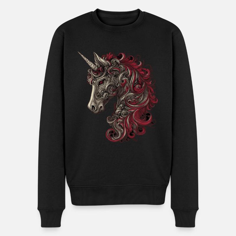 Einhornkunst - Männer Premium Bio Pullover - Schwarz