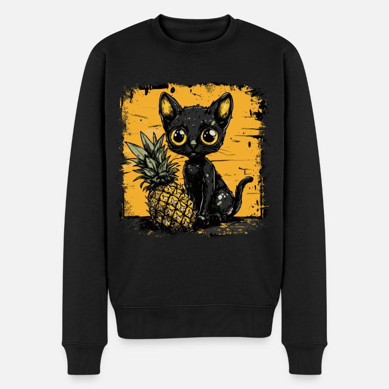 Ananas et chat - Pull Premium bio Homme - noir