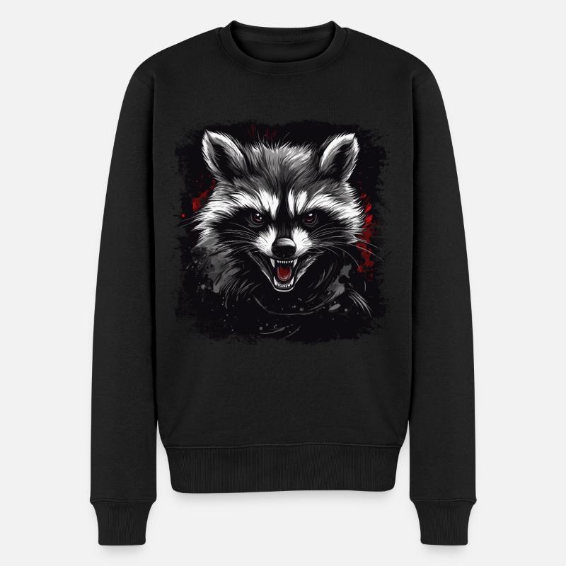 Wütender Waschbär - Männer Premium Bio Pullover - Schwarz