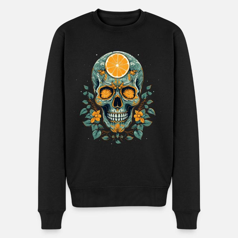 Totenkopf mit Zitrone - Männer Premium Bio Pullover - Schwarz