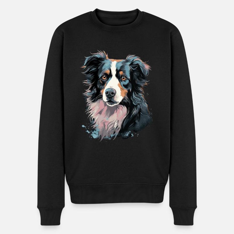 Border Collie Chien - Pull Premium bio Homme - noir