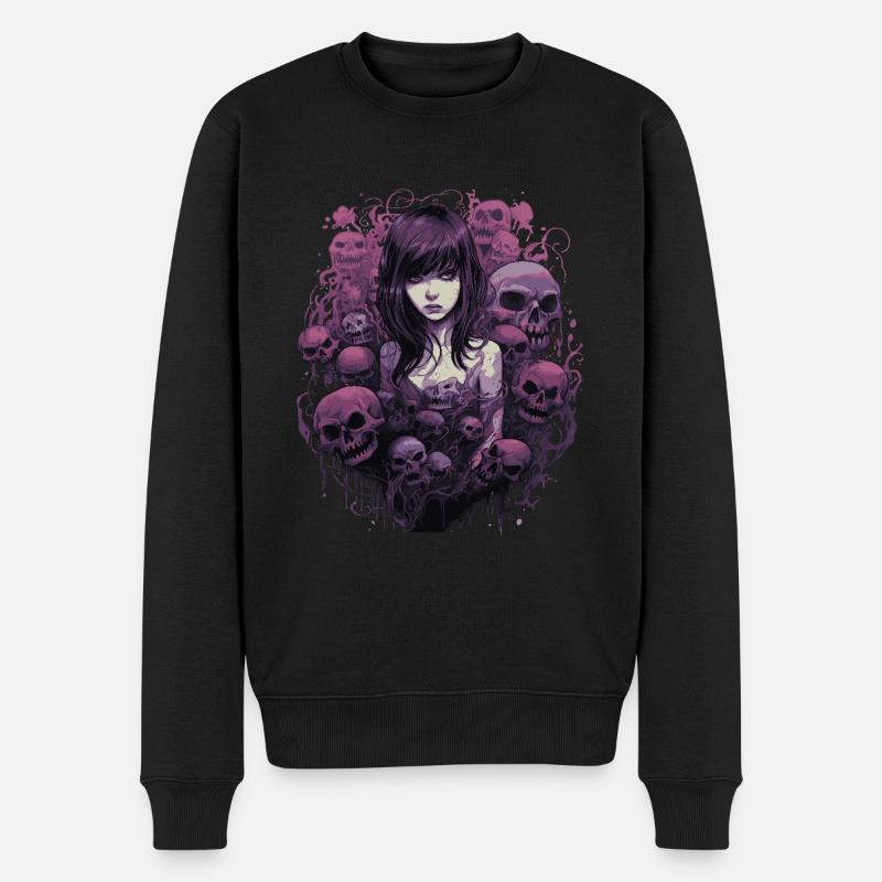 Emo Horrorpunk Mädchen - Männer Premium Bio Pullover - Schwarz