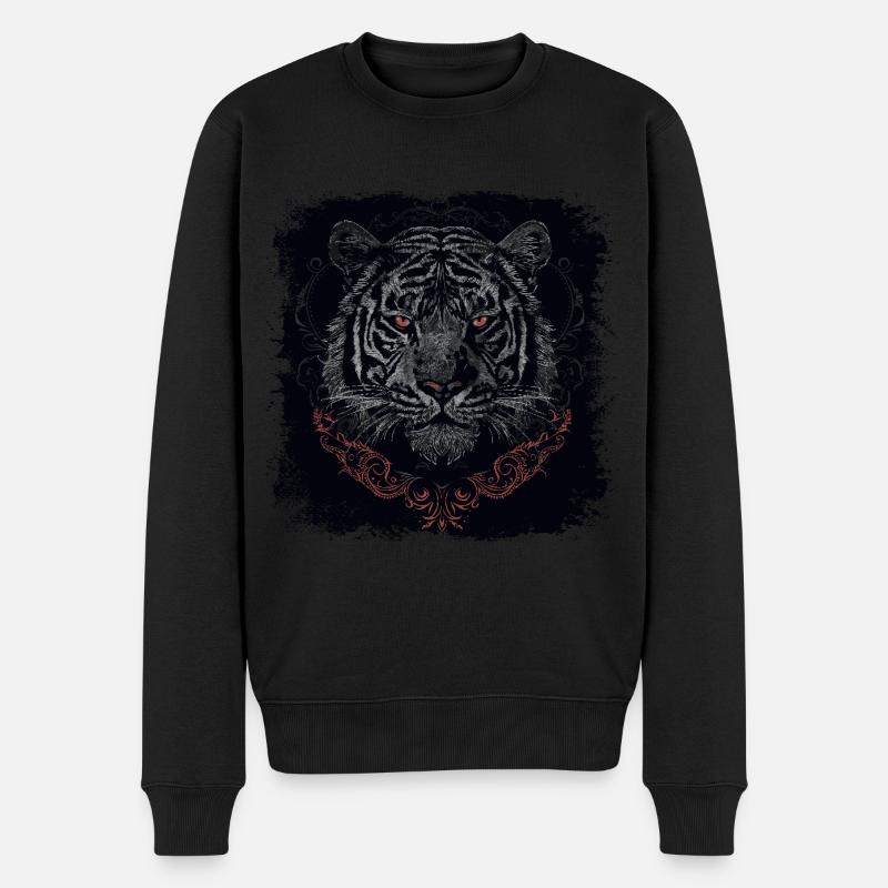Tiger - Männer Premium Bio Pullover - Schwarz