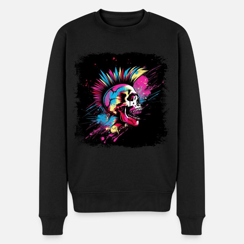 Punk Zombie Mohawk - Männer Premium Bio Pullover - Schwarz