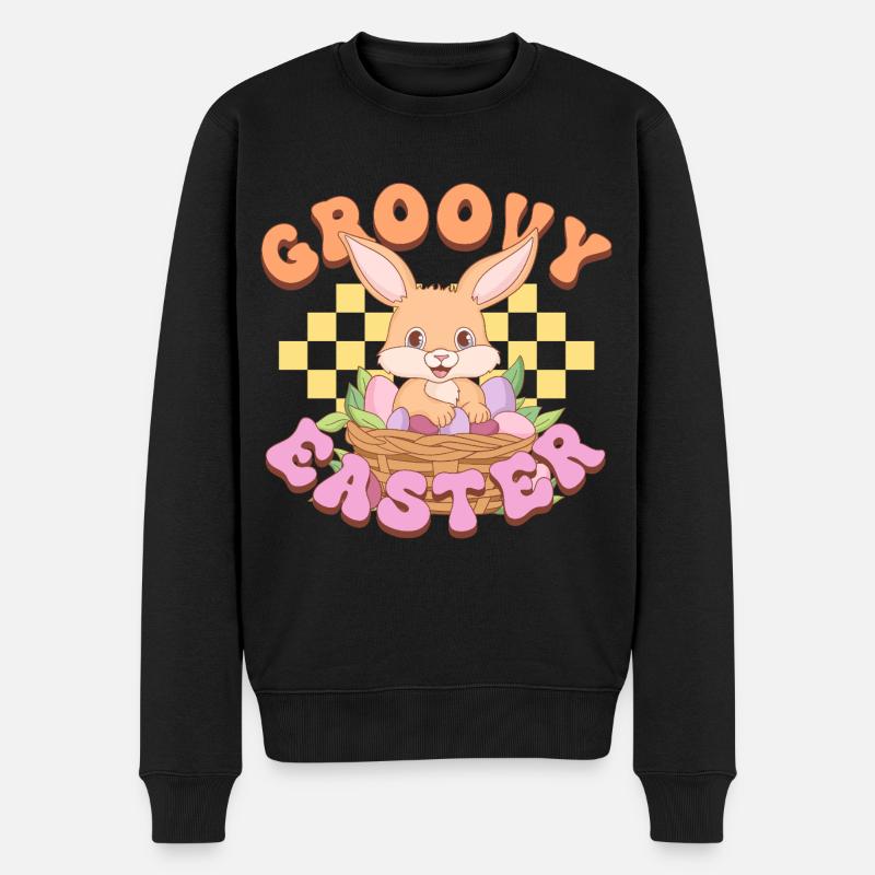 Groovy Easter - Männer Premium Bio Pullover - Schwarz