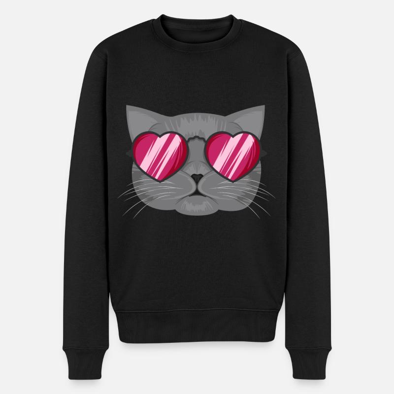 Love Cats / Katzenliebe - Männer Premium Bio Pullover - Schwarz
