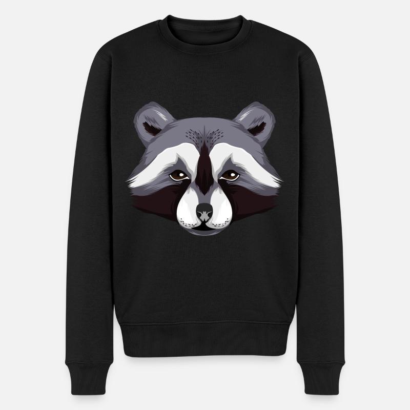 Waschbär - Männer Premium Bio Pullover - Schwarz