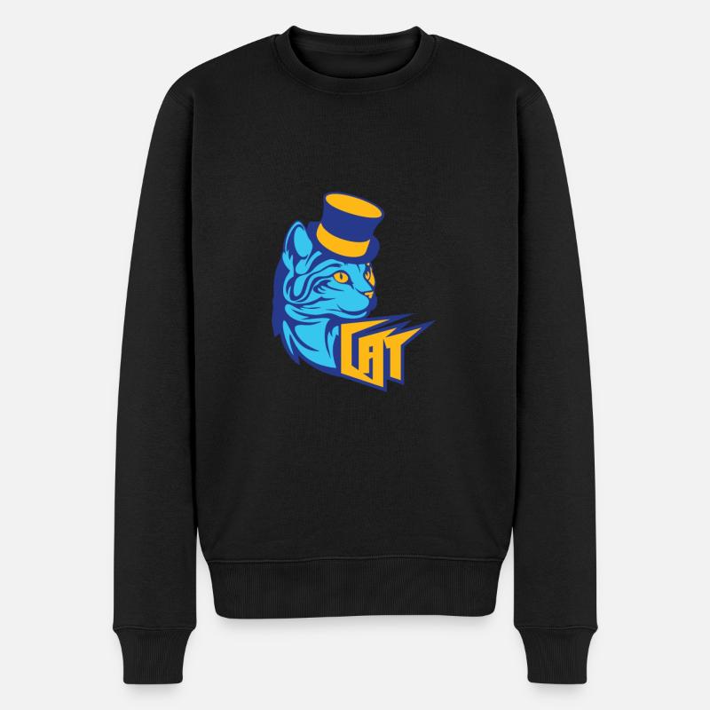 Blue Cat / Blaue Katze - Männer Premium Bio Pullover - Schwarz