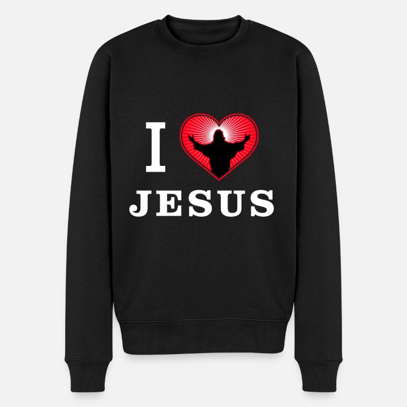 Ich liebe Jesus Christus - Männer Premium Bio Pullover - Schwarz