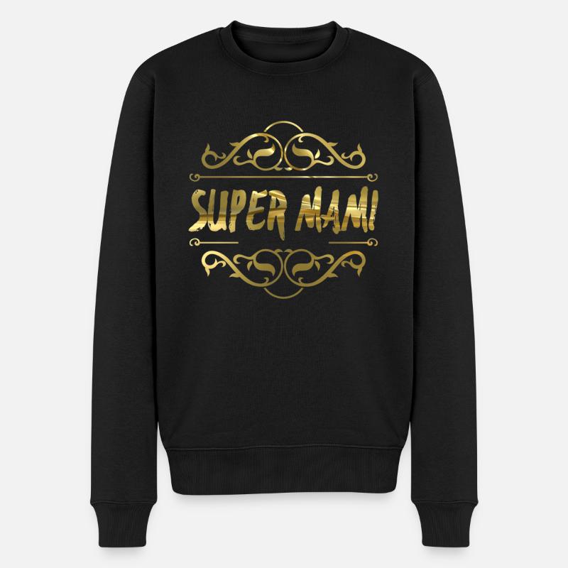 Super Mami - Männer Premium Bio Pullover - Schwarz