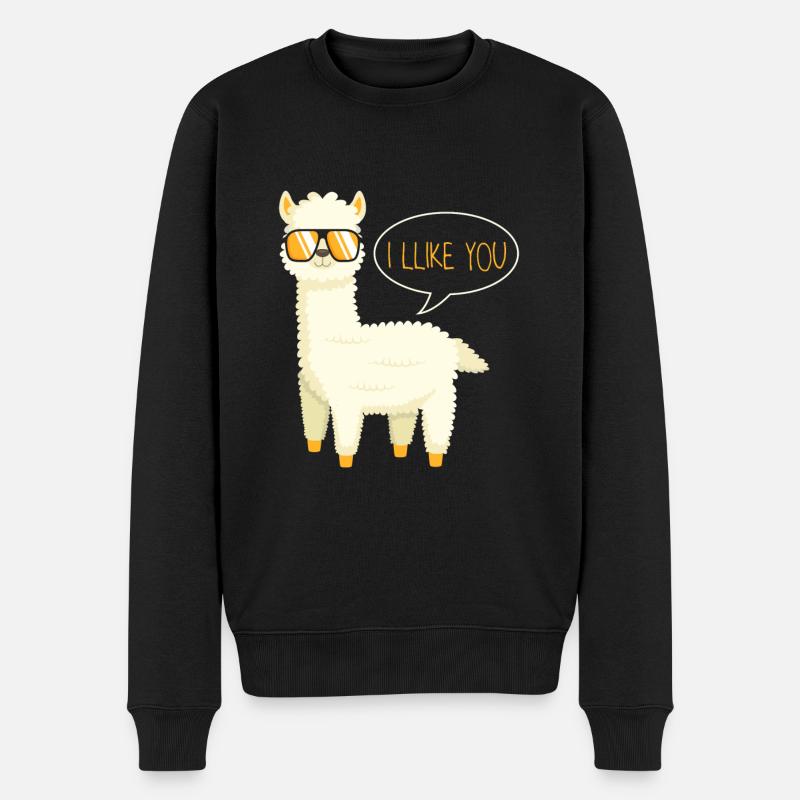 Lama Alpaka Pako I Llike You Ich mag dich Lustig - Männer Premium Bio Pullover - Schwarz