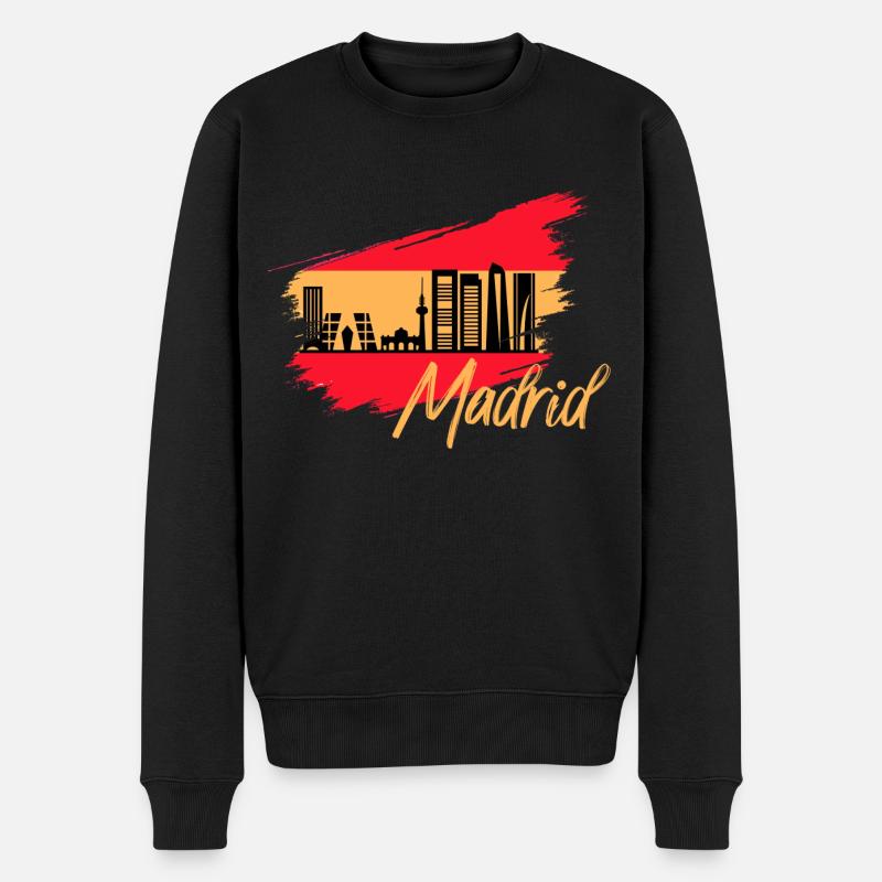 Skyline de drapeau espagne Madrid - Pull Premium bio Homme - noir