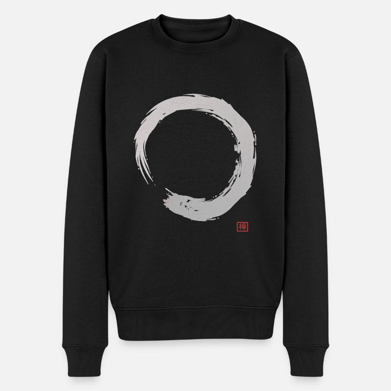 Calligraphie Enso Circle | Bouddhisme zen - Pull Premium bio Homme - noir